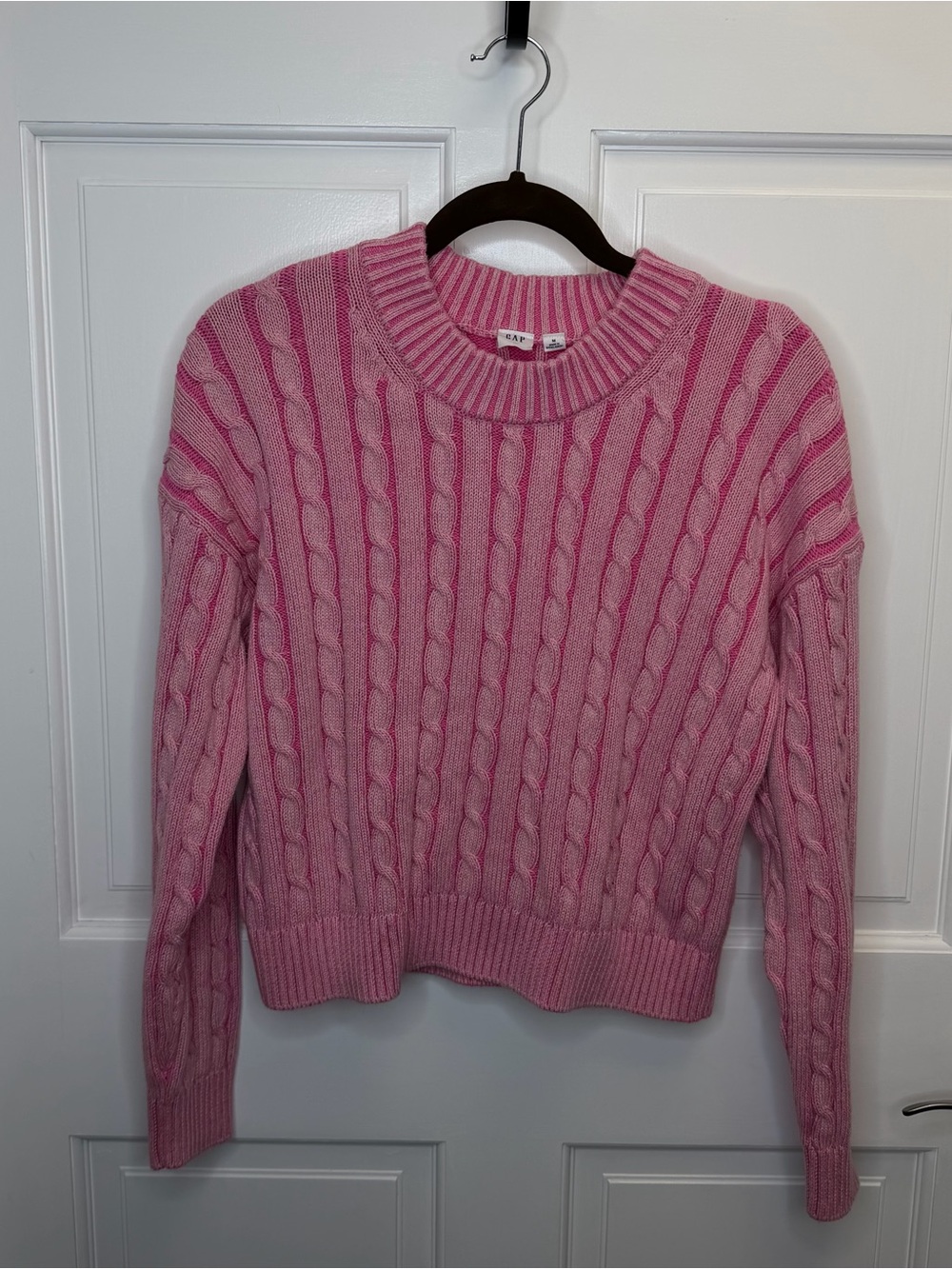 100% Cotton GAP Pink Cable Crewneck Sweater